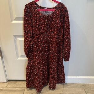 Floral Red and Black Dress